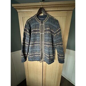 Newton Trading Company 100% Wool Sweater Cardigan Jacket Zip Nordic Women Sz M